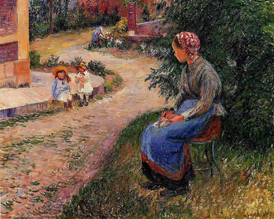 A Servant Seated in the Garden at Eragny by Camille Pissarro 8x10" Art Print