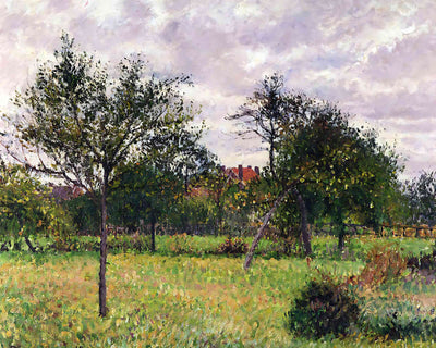 Afternoon in Eragny Grey Weather Painting by Camille Pissarro 8x10" Art Print