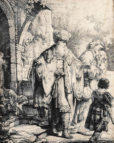Abraham Dismissing Hagar Painting by Rembrandt 8x10" Art Print - Premium Quality
