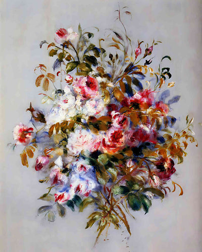 A Bouquet of Roses Painting by Pierre-Auguste Renoir 8x10" Art Print - Restored