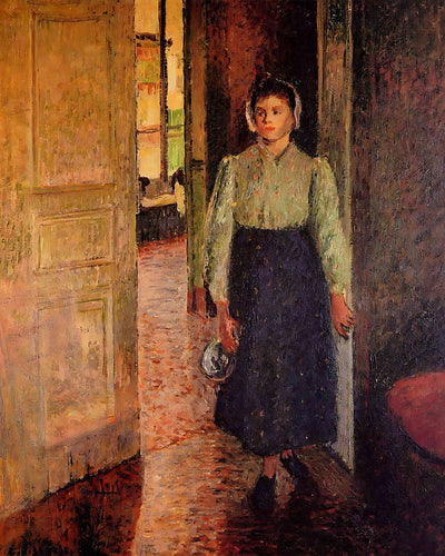 A Young Maid Painting by Camille Pissarro 8x10" Art Print - Restored