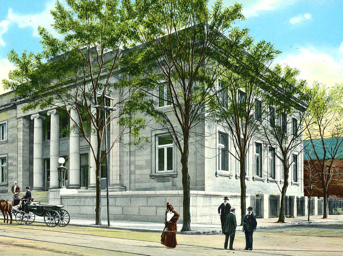 Free Public Library, Paterson, NJ in 1905 vintage print