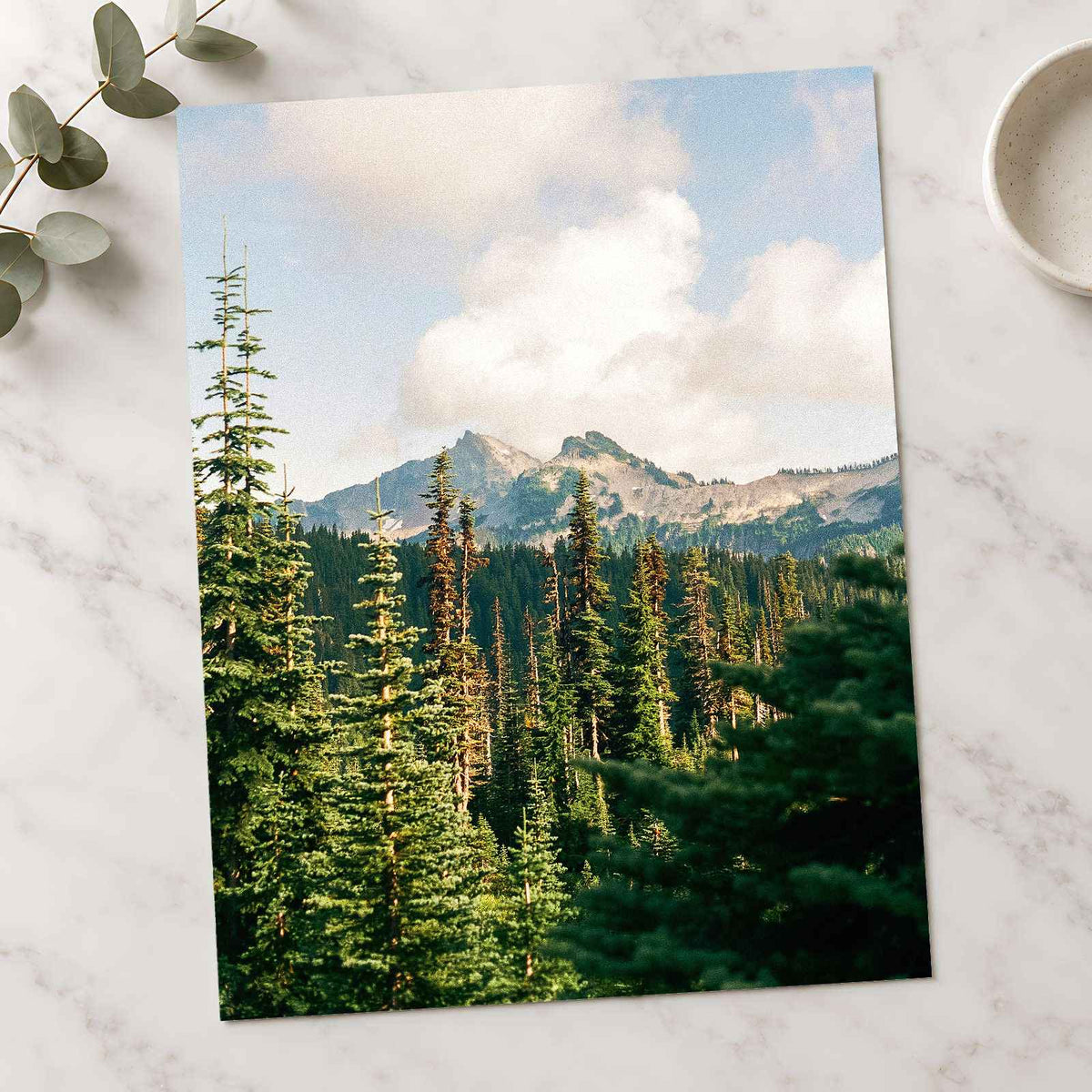 Forest and Mountains under a Cloudy Sky by Hans Photo Print Wall Decor
