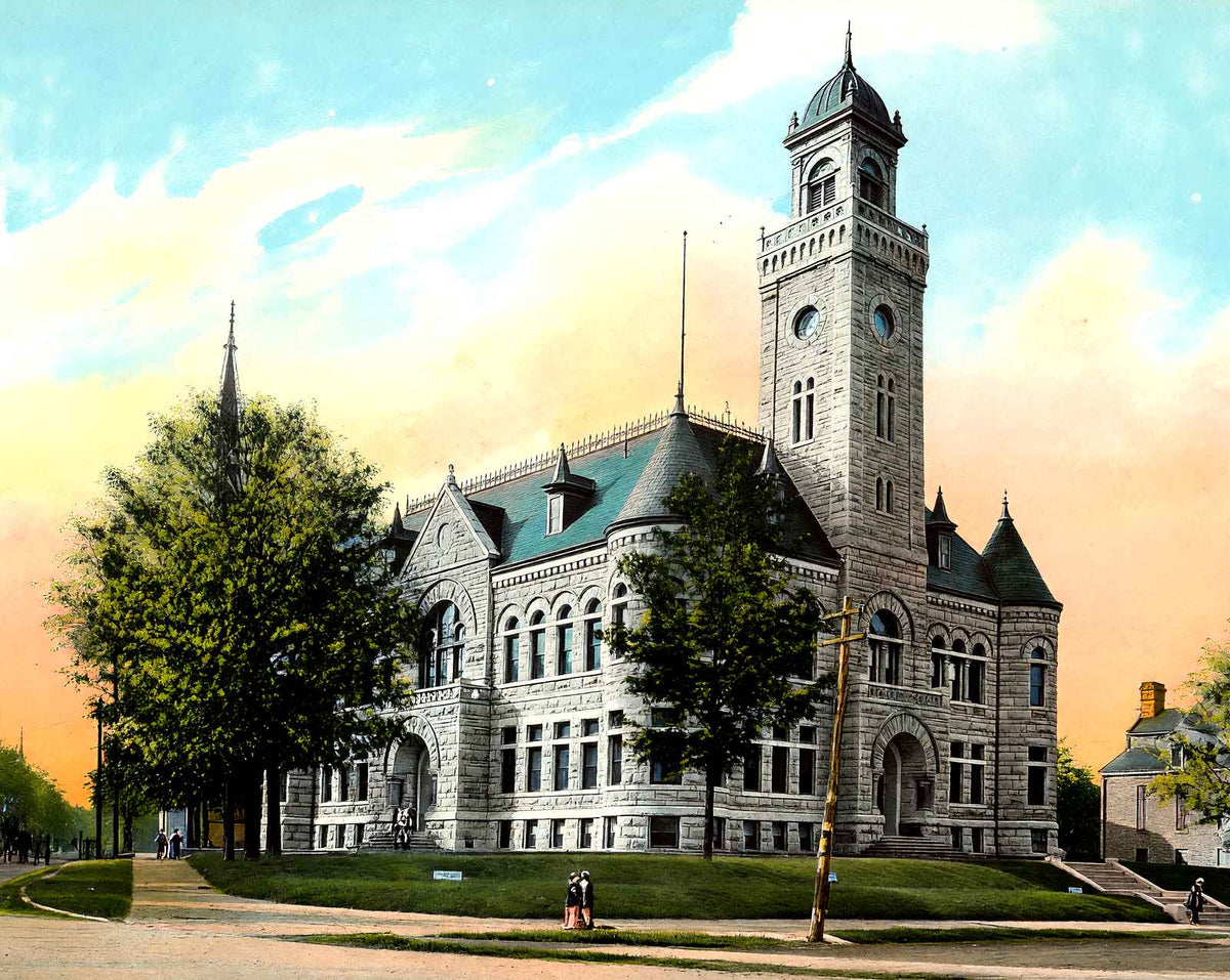 Court House, Waukesha, WI in 1906 vintage print