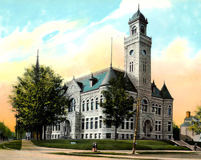 Court House, Waukesha, WI in 1906 vintage print