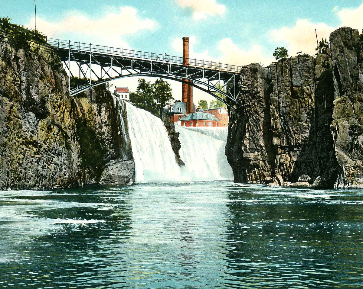 Passaic Falls from the Basin, Paterson, NJ vintage print