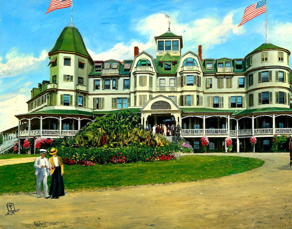Buena Vista Springs Hotel, PA in 1907 painting