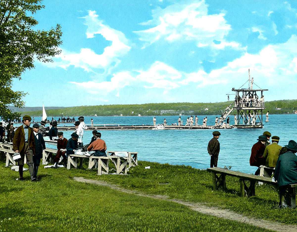 Waukesha Beach, WI in 1906 vintage print