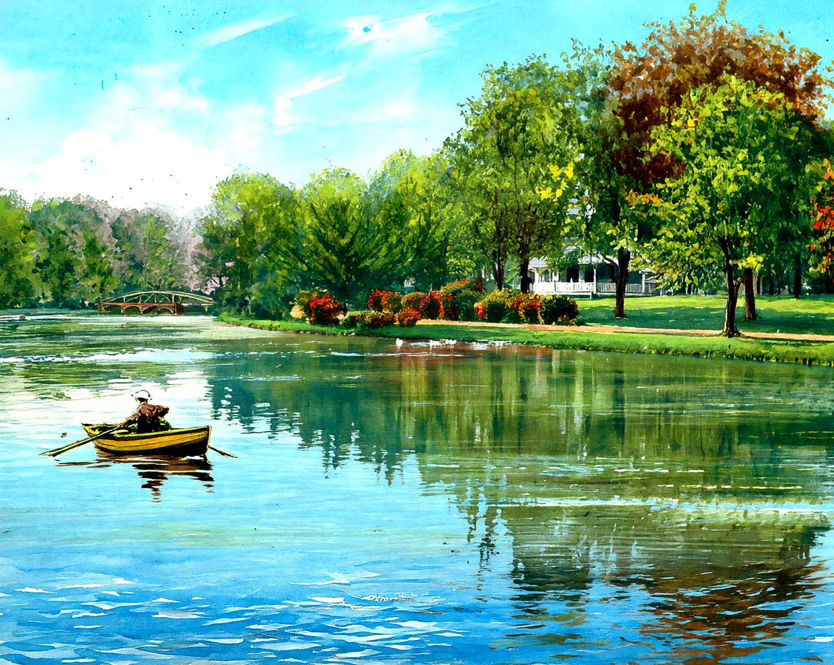Lake on the Rumson Road, Red Bank, NJ in 1906 art print