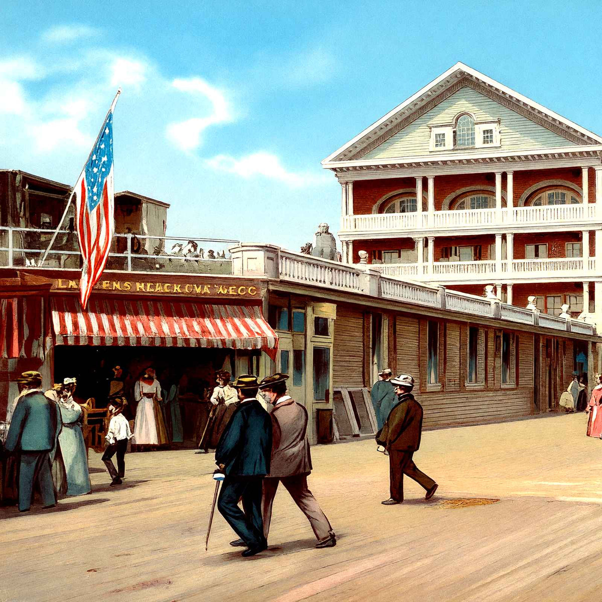 Hotel Luray from Boardwalk, Atlantic City, NJ vintage print