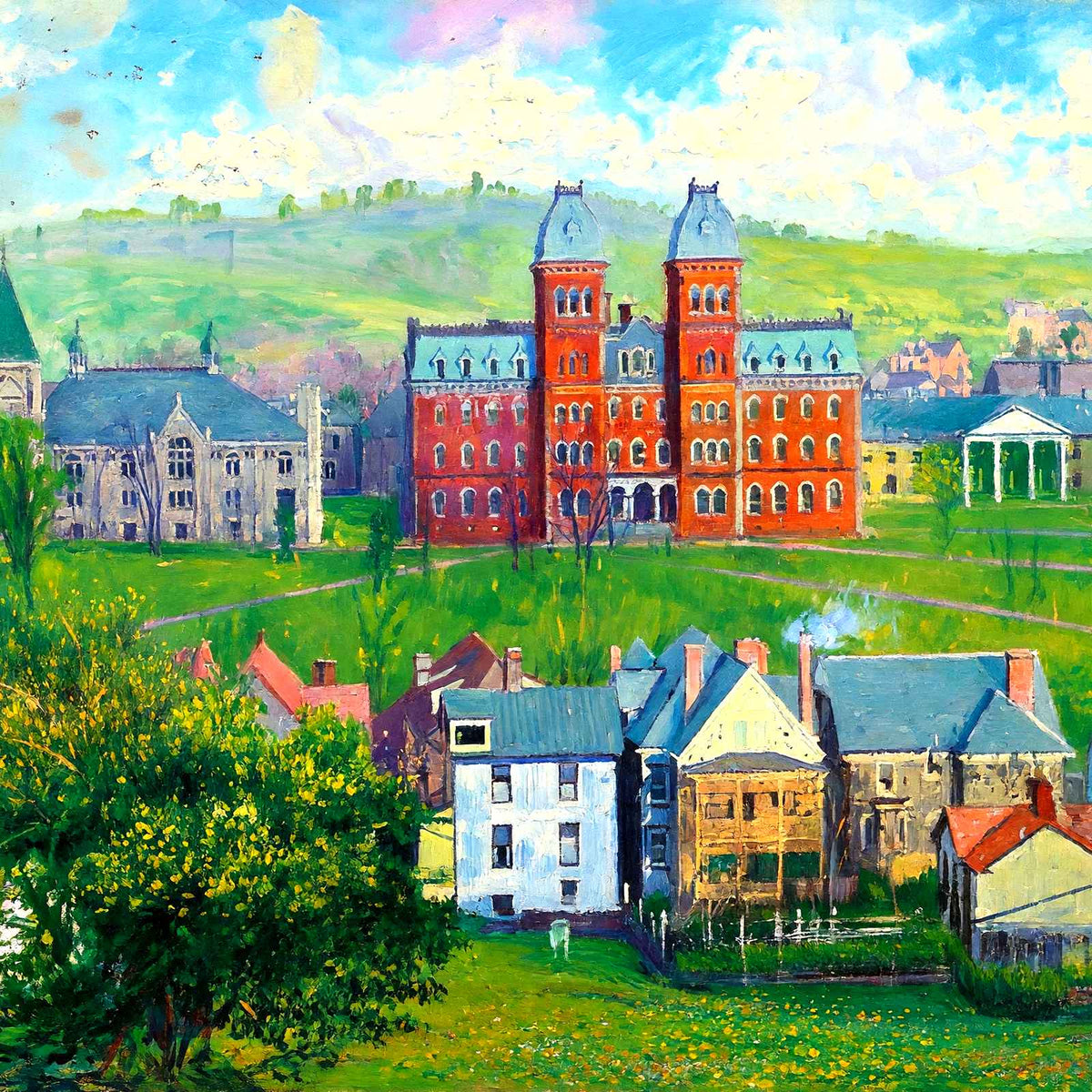 W & J College, Washington, PA in 1909 painting