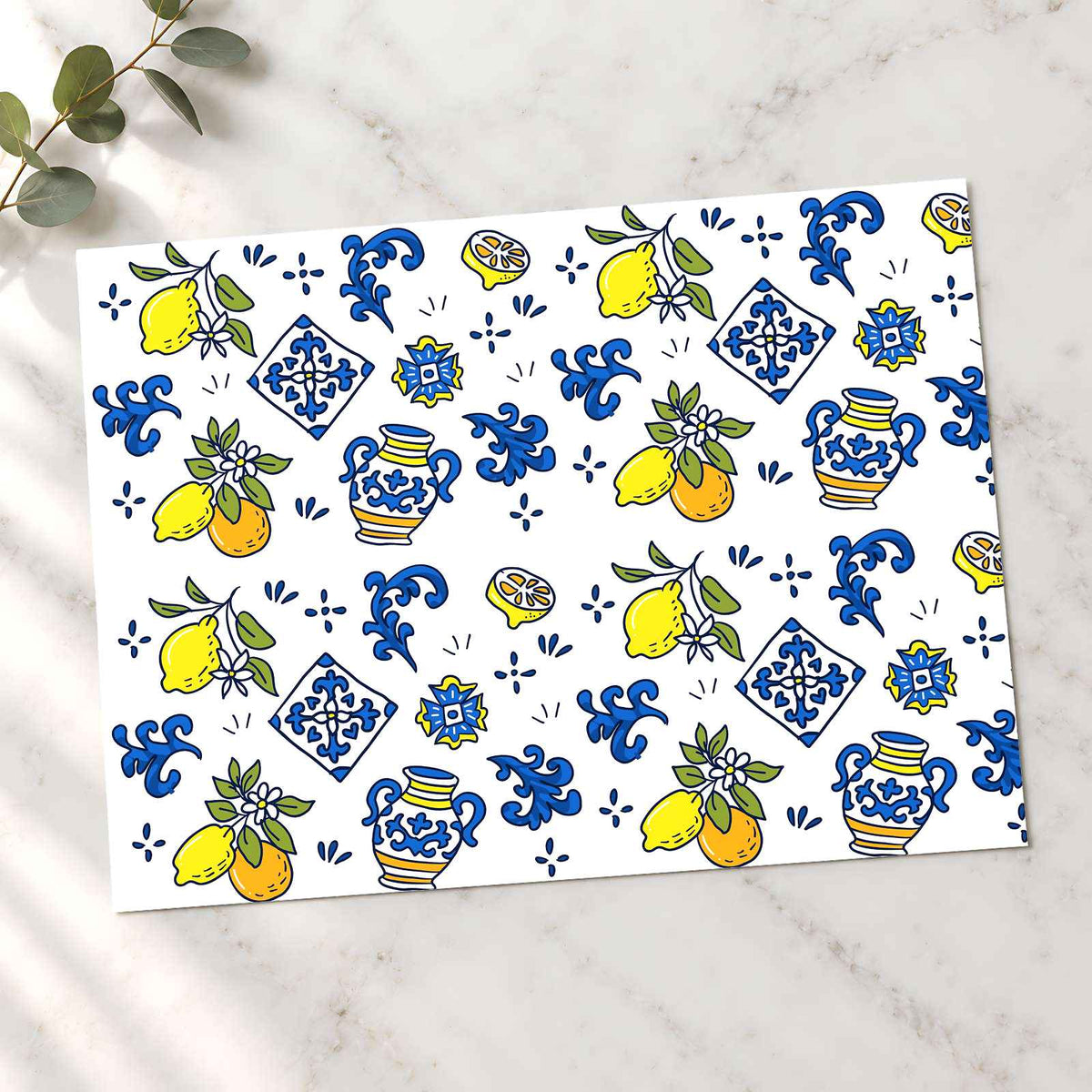 Mediterranean Pattern: Lemons, Oranges, Vases by Ian Mikraz Art Print Wall Decor