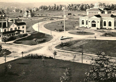 Trinity College Grounds, Durham, NC in 1907 vintage print