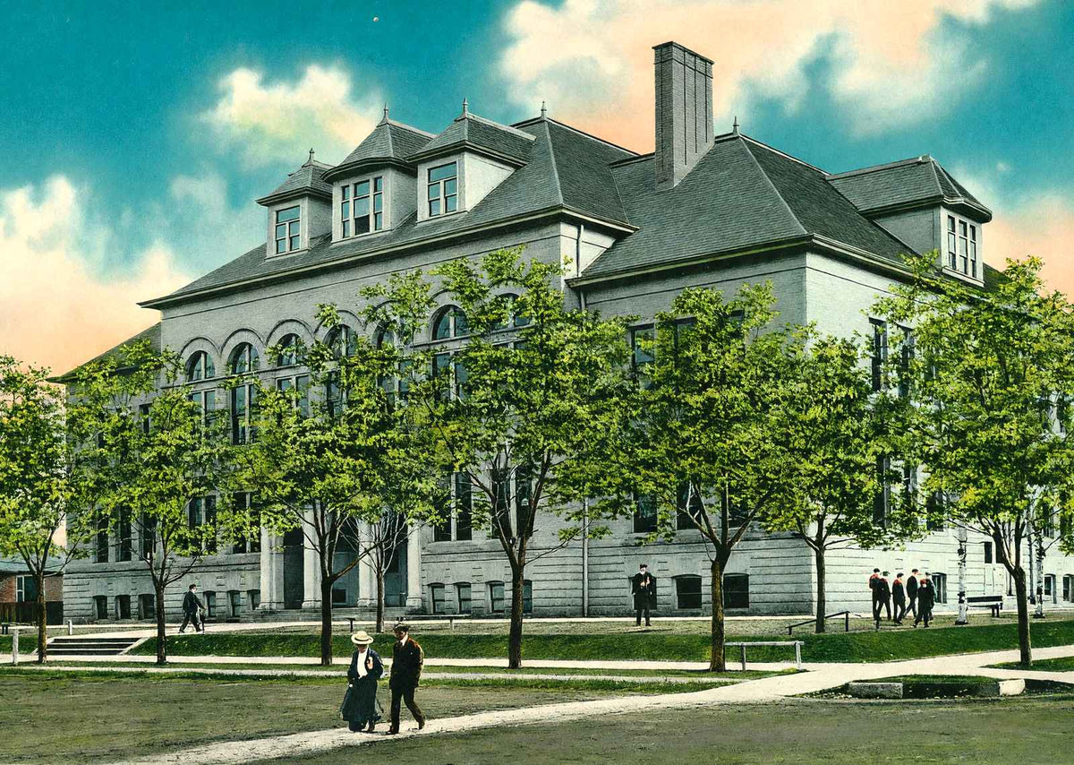 High School, Sheboygan, WI in 1907 vintage print