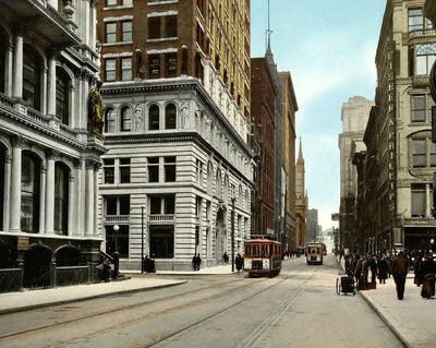Fifth Ave & Wood St, Pittsburgh PA in 1906 vintage print