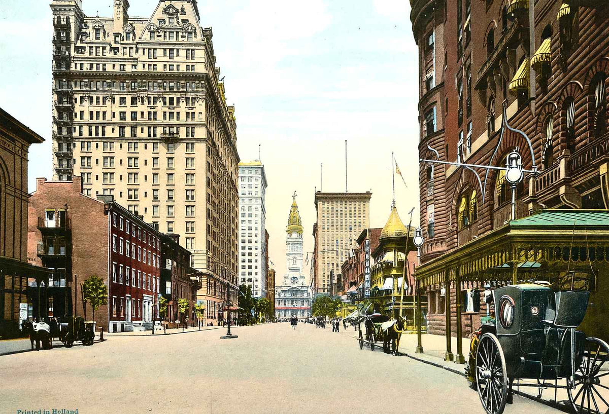 Broad St from Locust St, Philadelphia PA 1906 vintage print