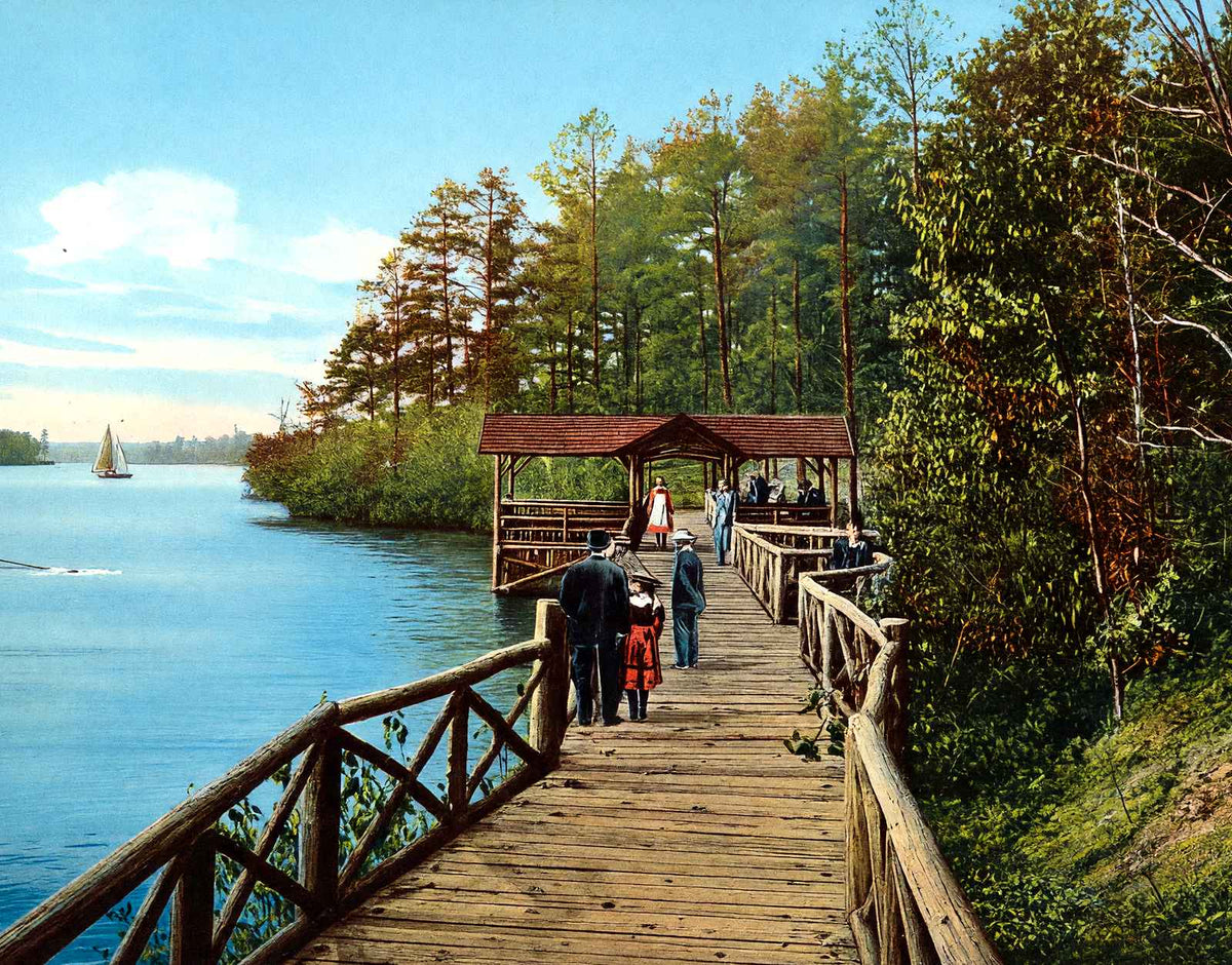 Kissing Bridge, Lakewood, NJ in 1905 vintage print