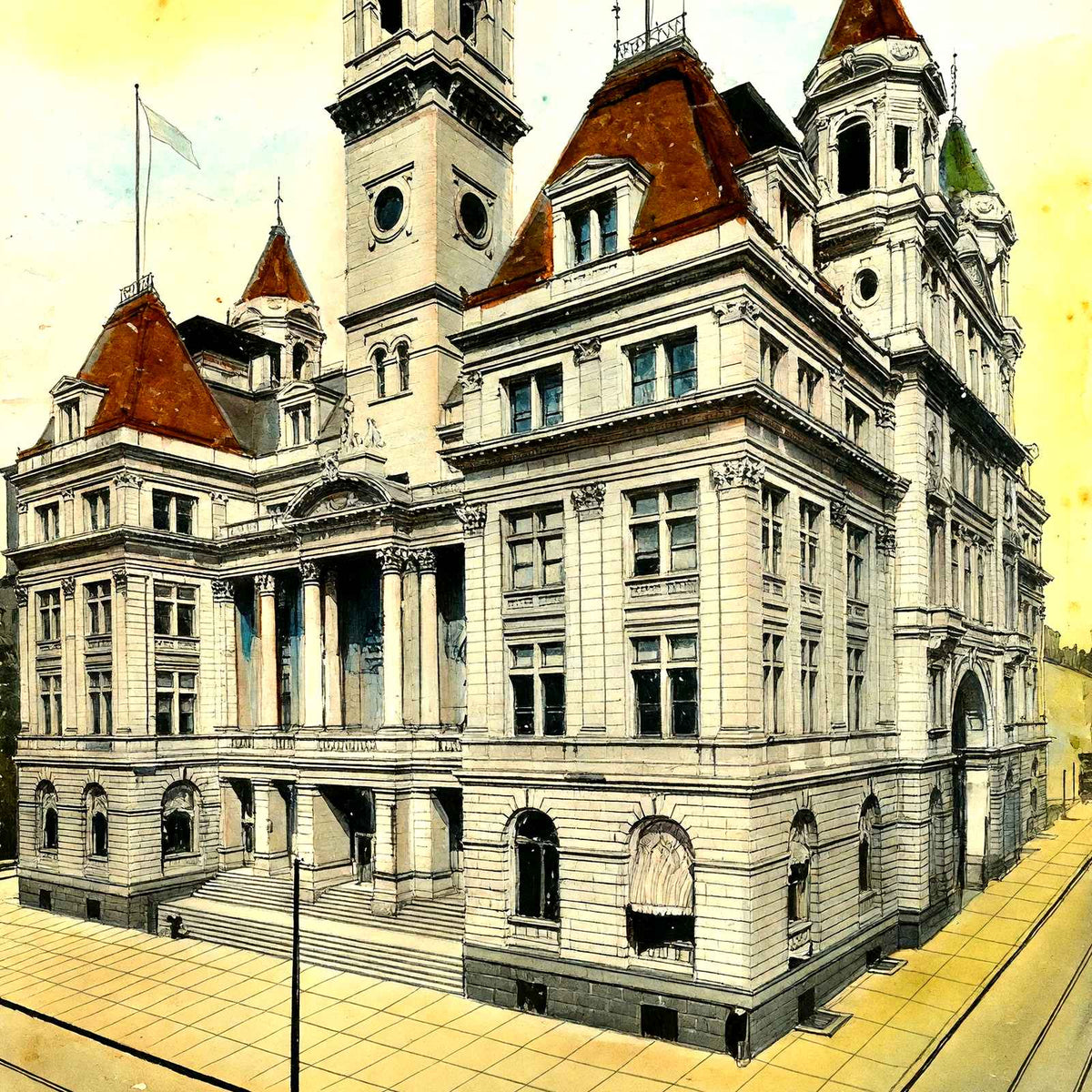 Post Office, Pittsburgh PA in 1906 art print