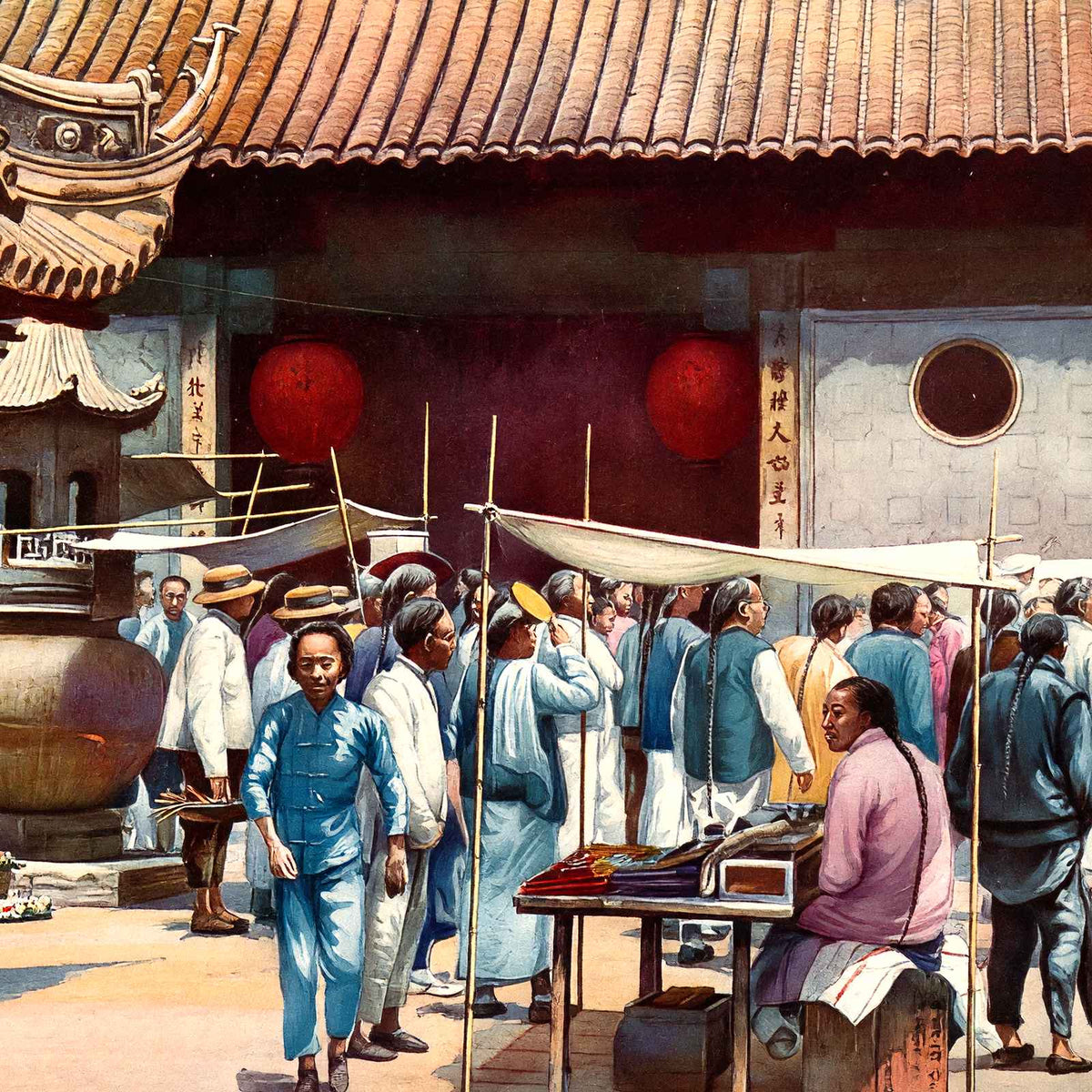 Buddhist Temple, Old City, Shanghai vintage print
