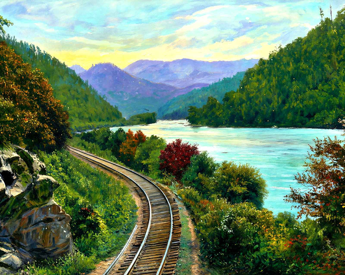 Indian Bluff, French Broad River, Asheville painting