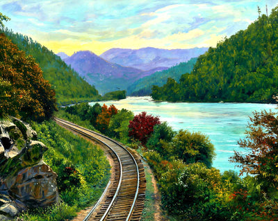 Indian Bluff, French Broad River, Asheville painting