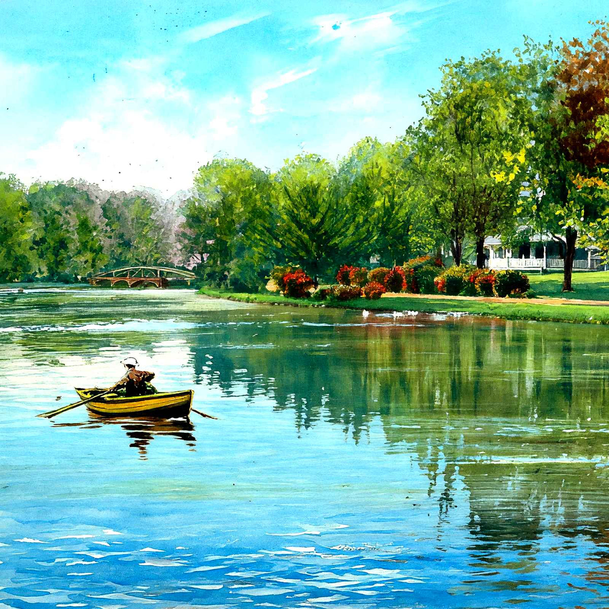 Lake on the Rumson Road, Red Bank, NJ in 1906 art print