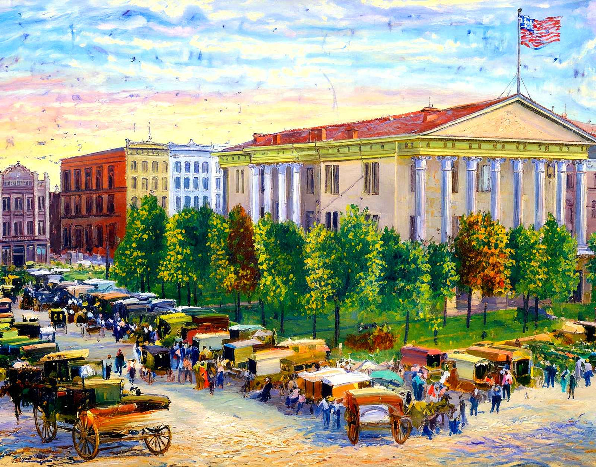 Market Day at Court Square, Nashville, TN art print
