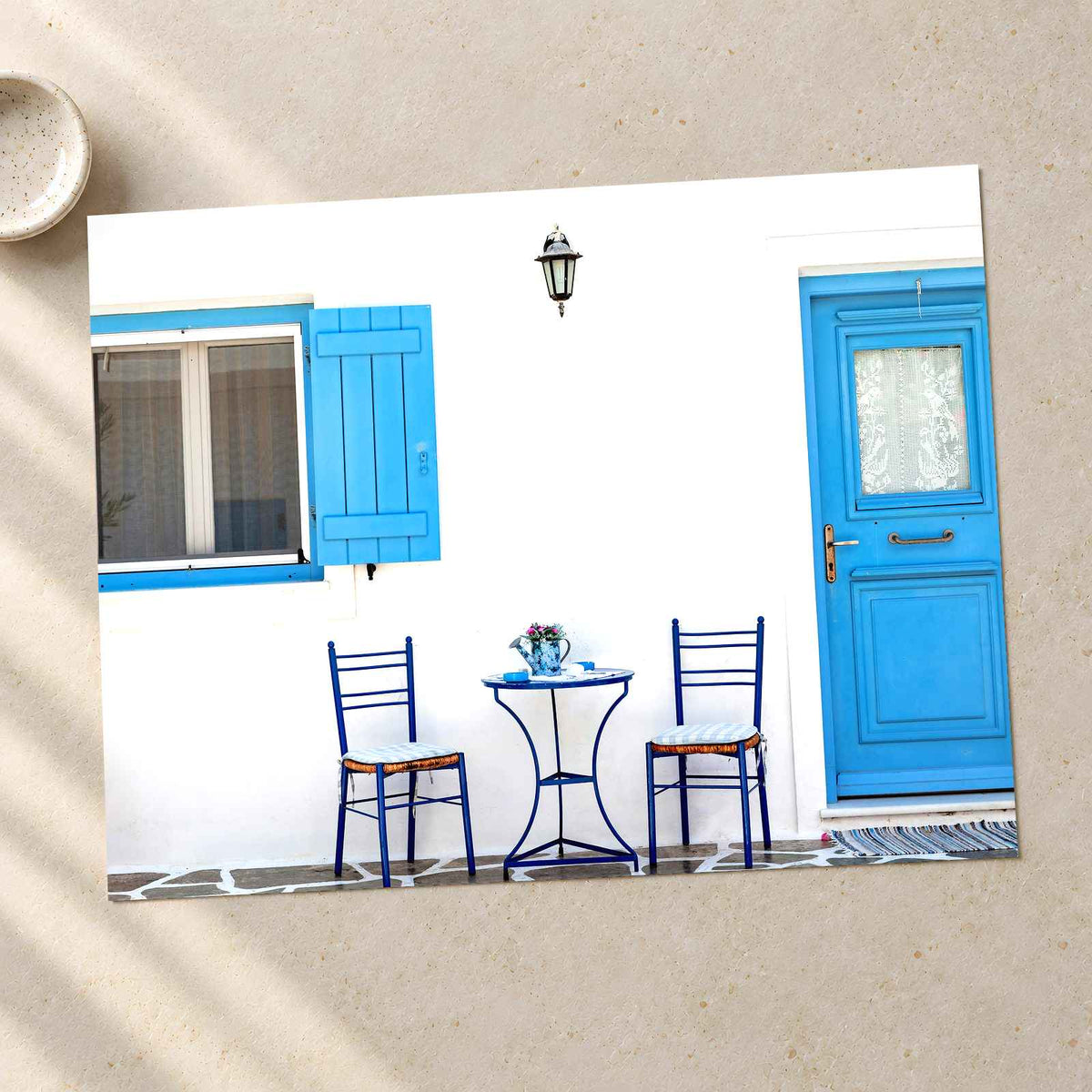 Blue Door Home in Cyclades, Greece by laura adai Photo Print Wall Decor