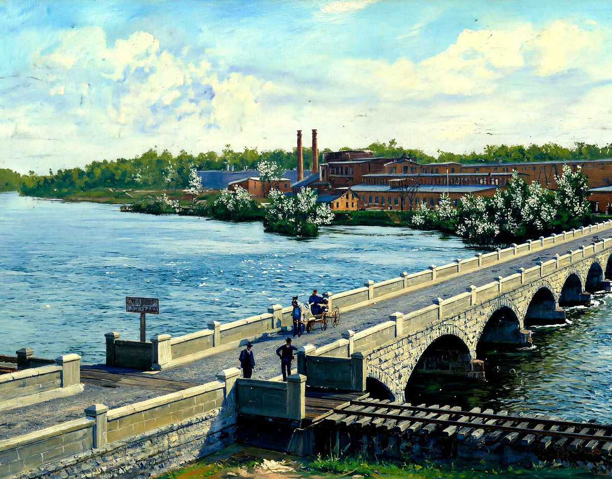 John Street Bridge, Appleton, WI in 1908 art print