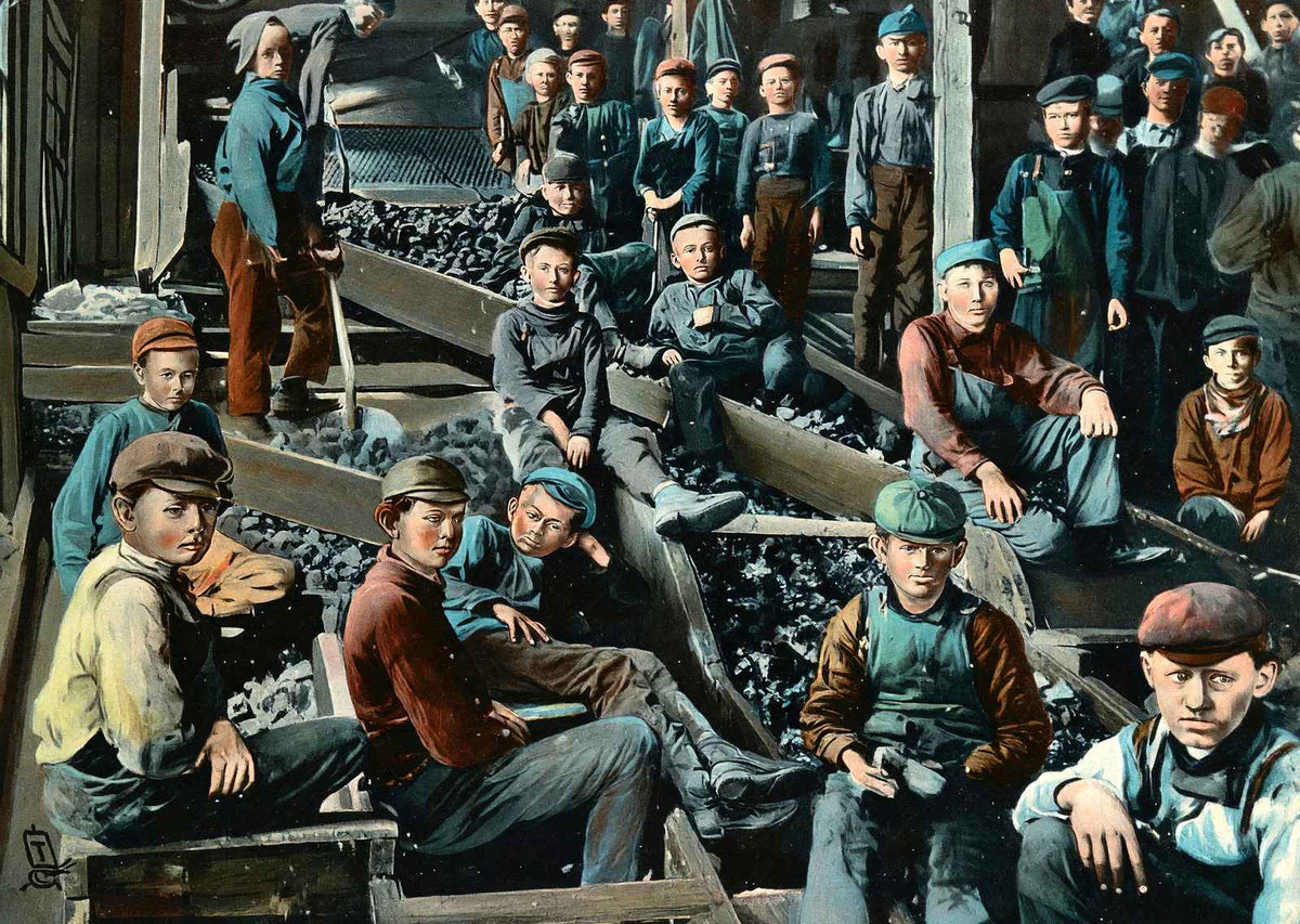 Coal Mining Breaker Boys at Work in 1907 vintage print