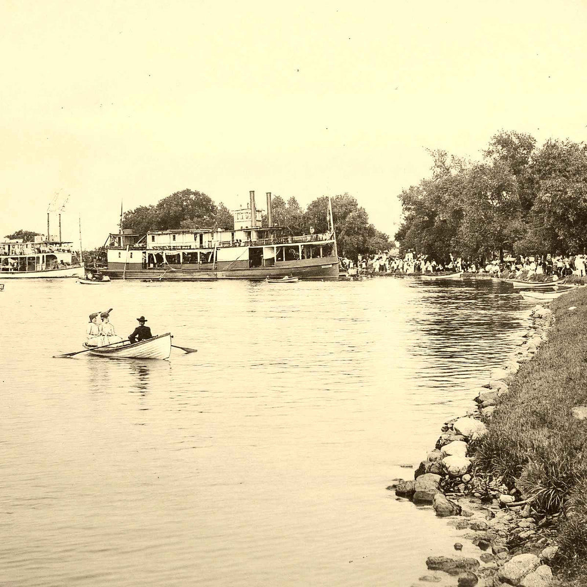 Riverside Park, Neenah WI in 1905 restored photo print