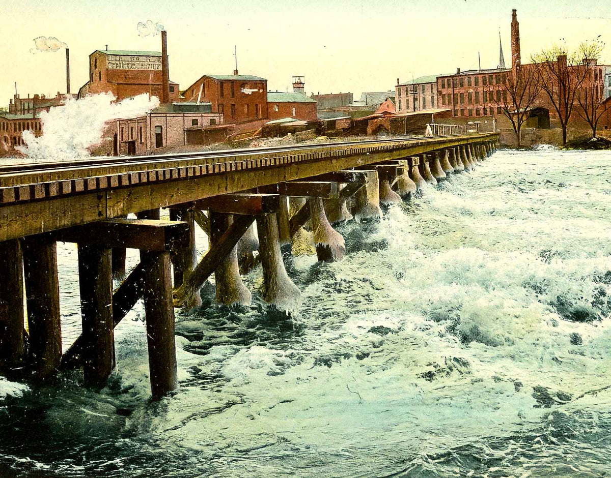 Below the Upper Dam, Janesville, WI in 1907 vintage print
