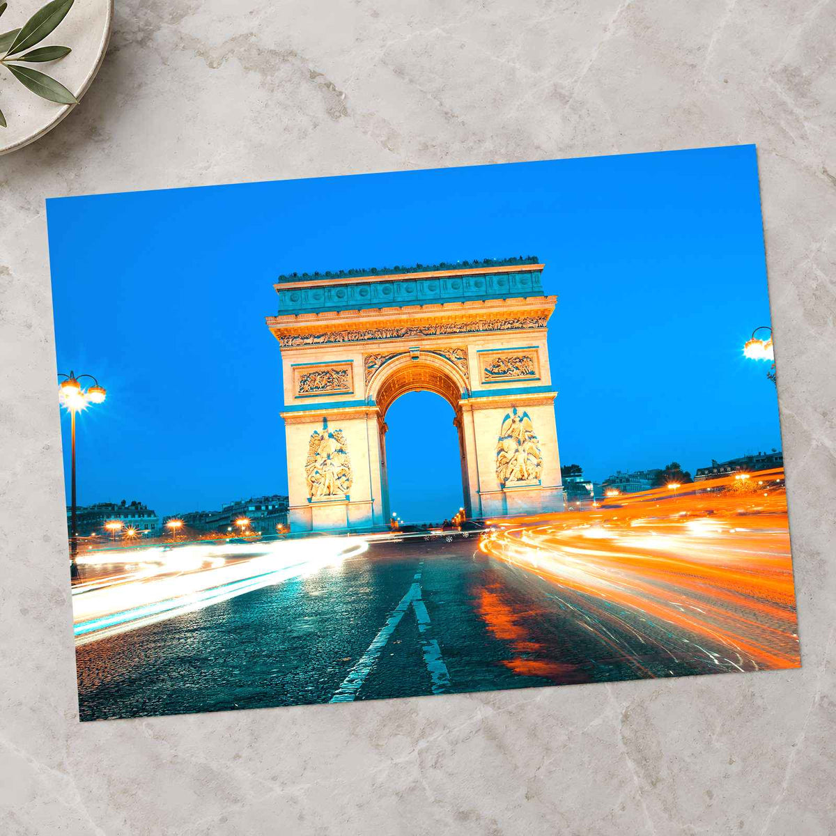 Famous Arc De Triomphe by Night, Paris France Photo Print Wall Decor
