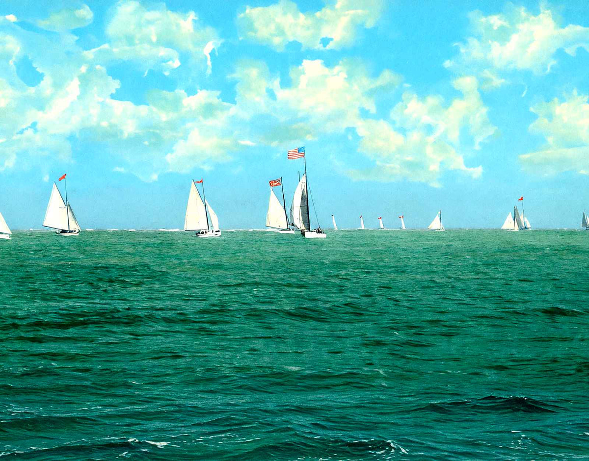 Yachting, Atlantic City, NJ in 1901 vintage print