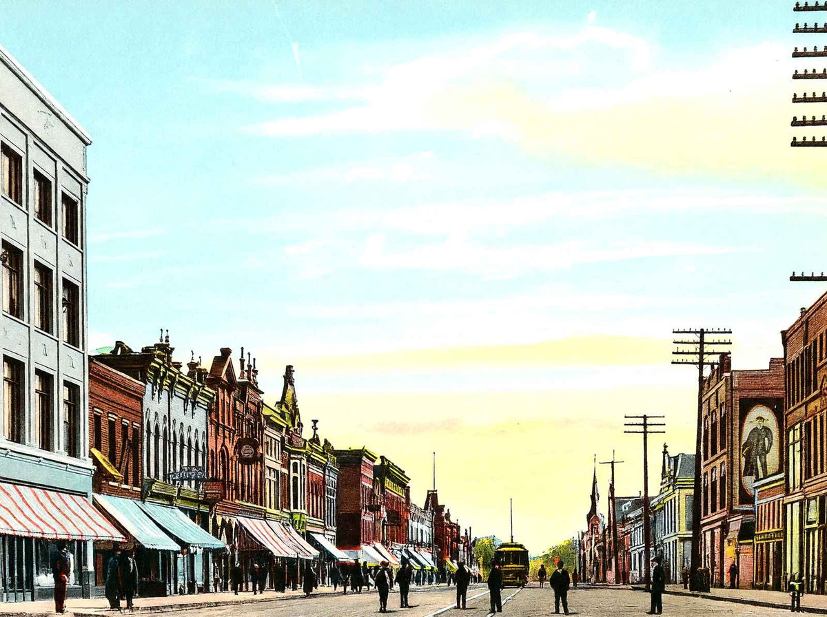 College Avenue, Appleton, WI in 1905 vintage print