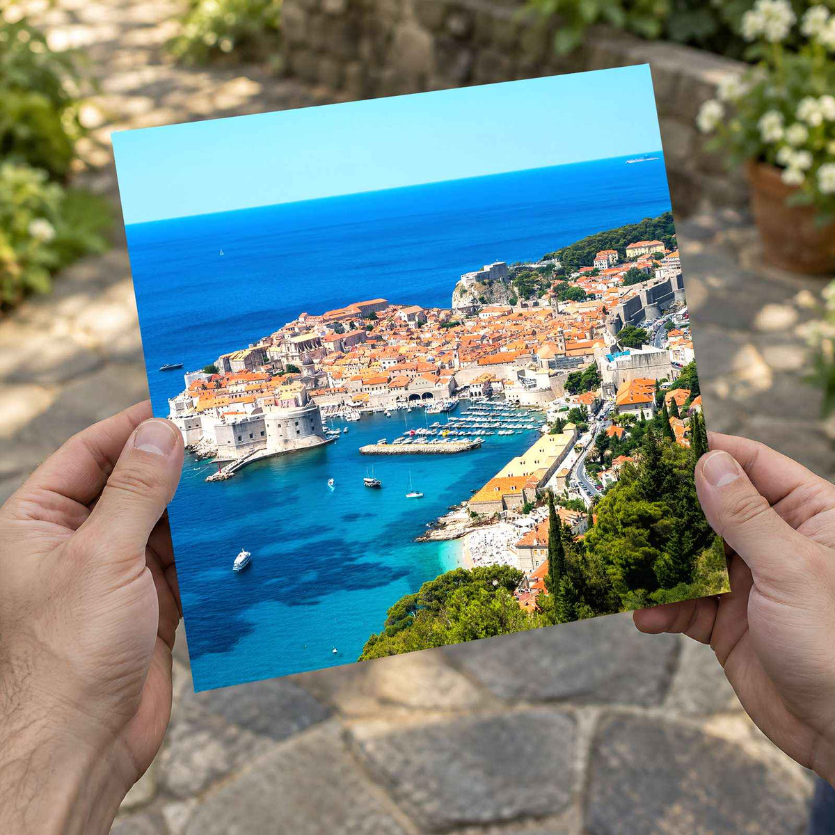 Walled City of Dubrovnik by Adriatic Sea Photo Print Wall Decor