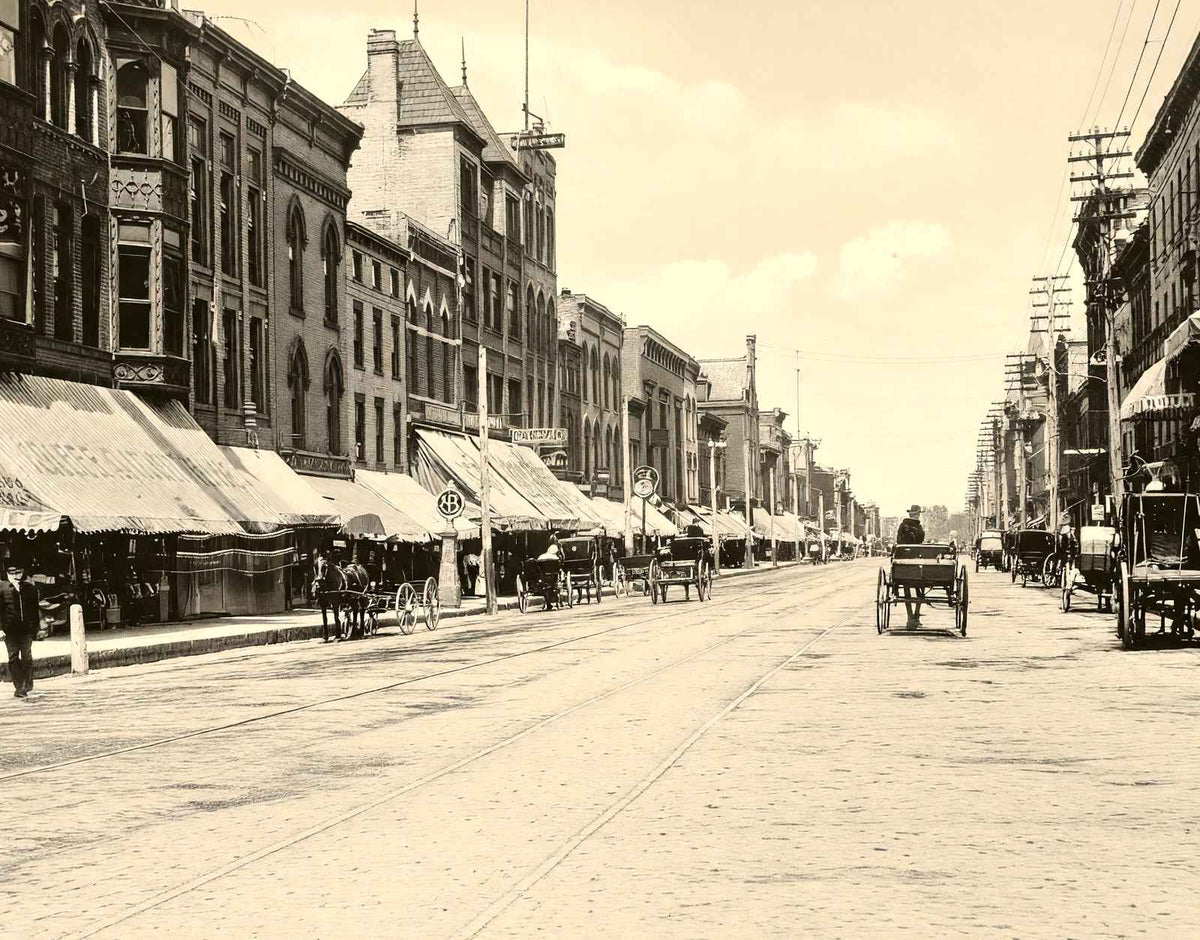 Main Street, Racine, WI in 1904 vintage print