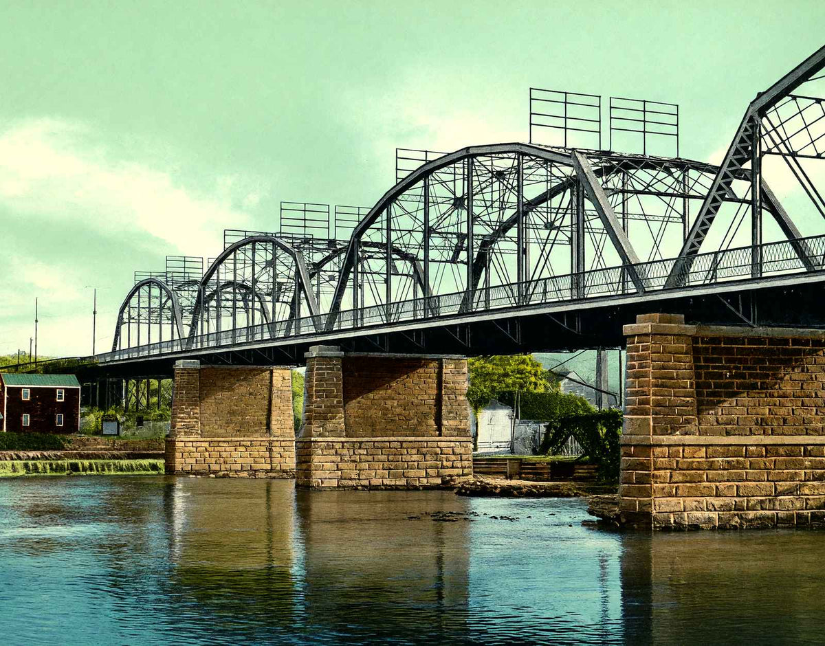 New Lehigh Bridge, Allentown PA in 1907 vintage print