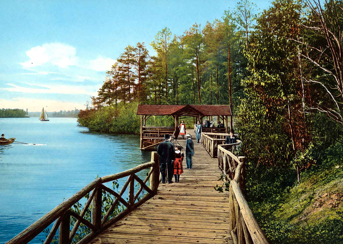 Kissing Bridge, Lakewood, NJ in 1905 vintage print