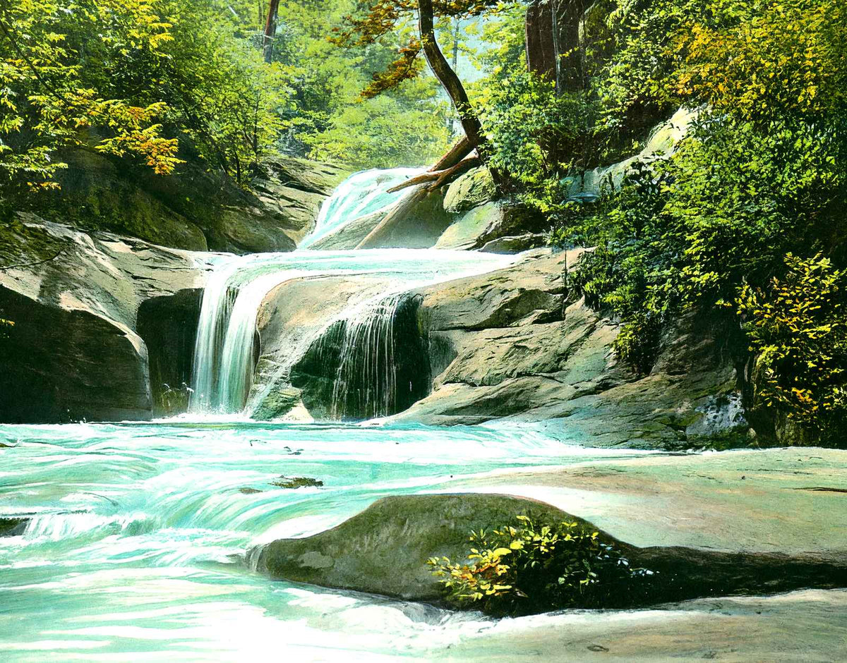 The Pools, Chimney Rock, NC in 1907 vintage print