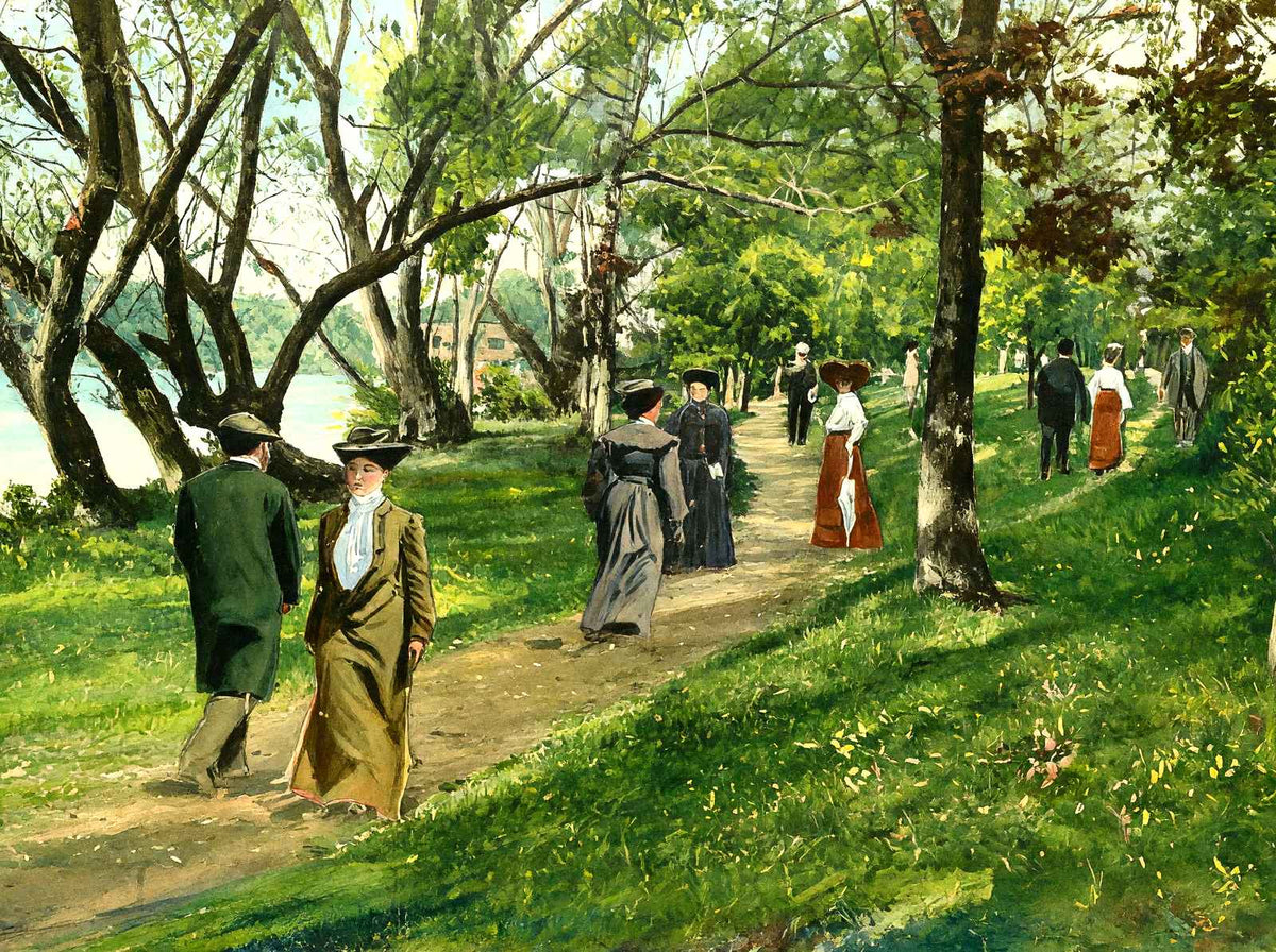 Path by the Lake, Lakewood, NJ in 1905 painting