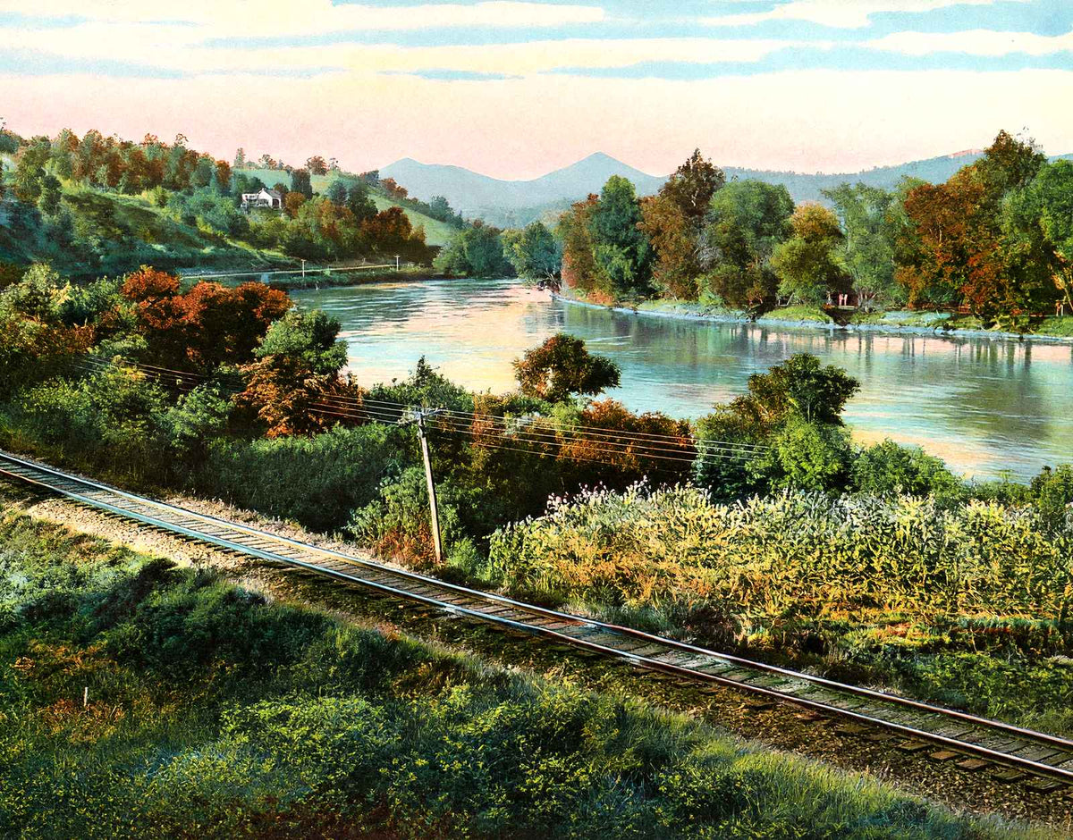 Along the French Broad River, Asheville, NC vintage print