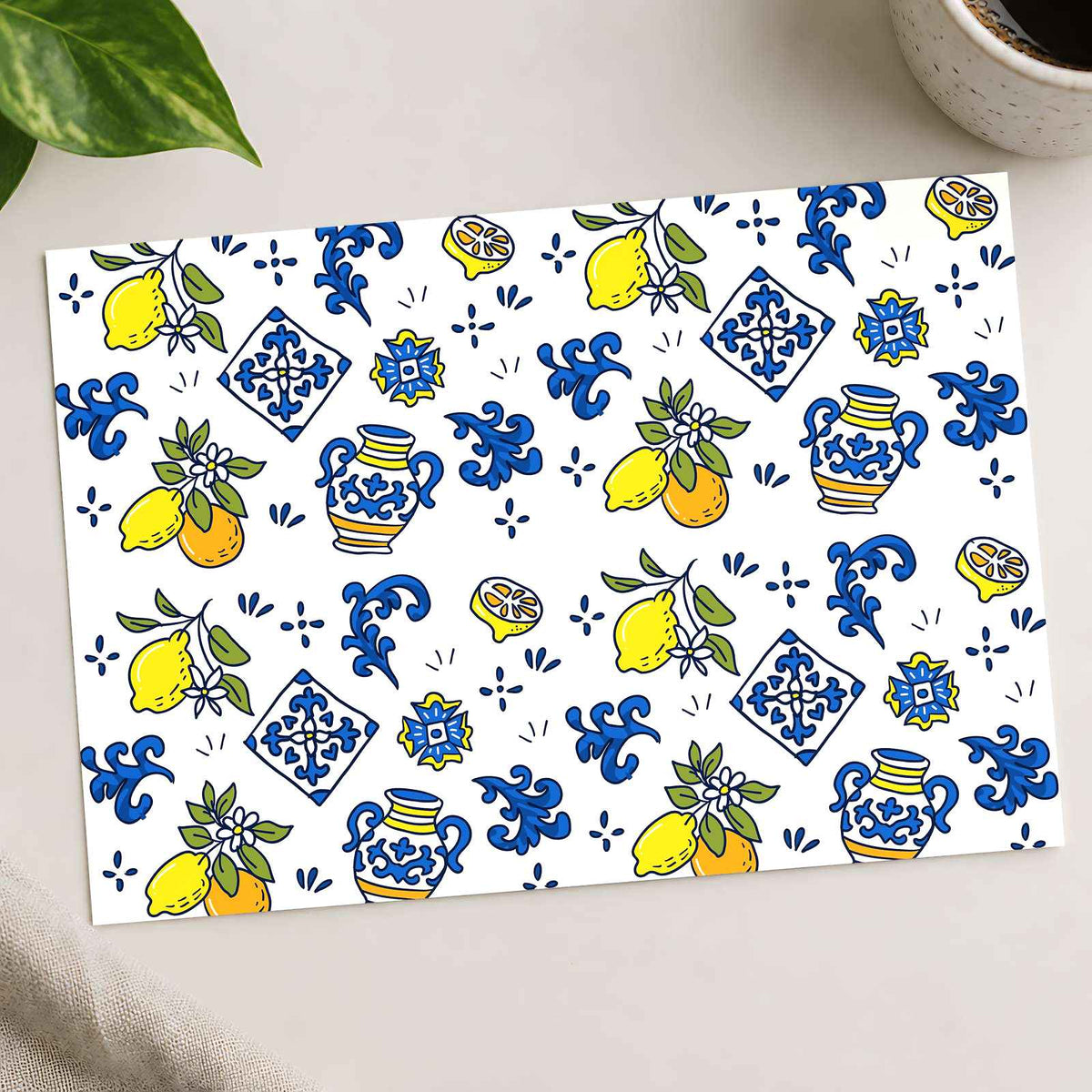 Mediterranean Pattern: Lemons, Oranges, Vases by Ian Mikraz Art Print Wall Decor