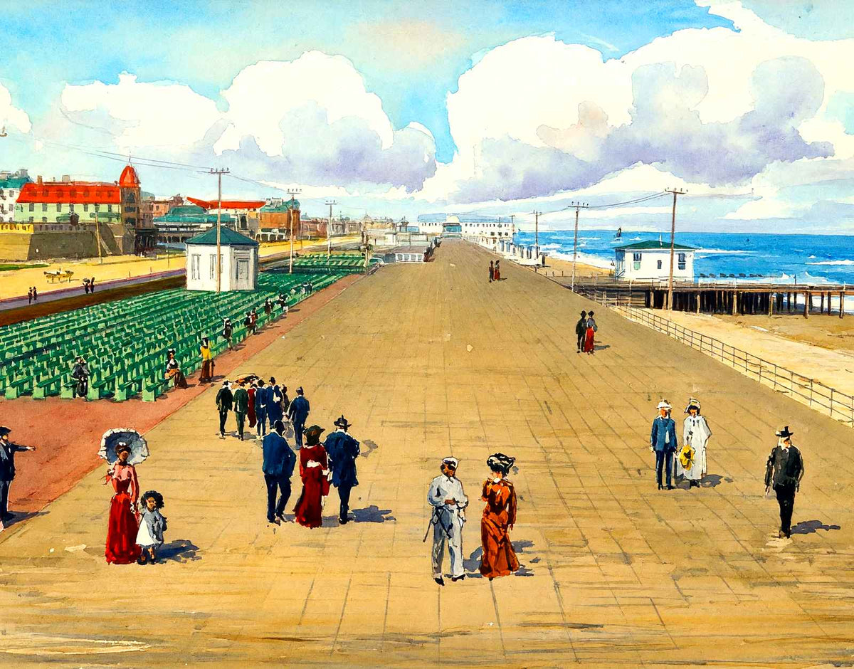 Boardwalk, Asbury Park, NJ in 1905 art print