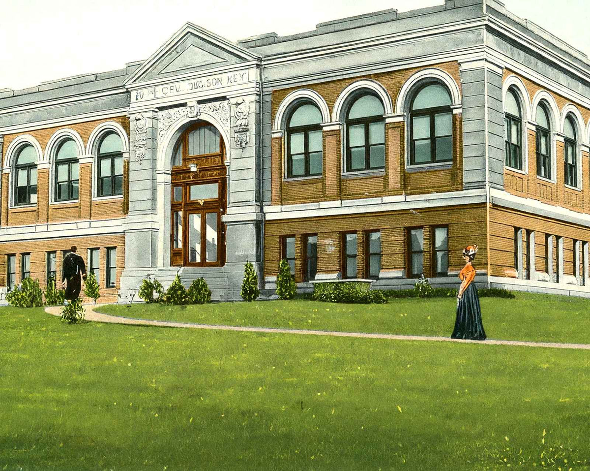 Public Library, Easton, PA in 1908 vintage print
