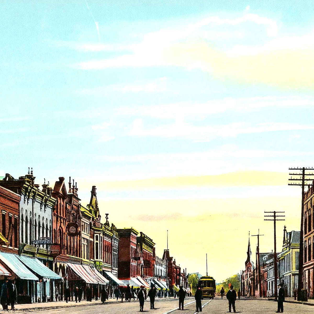 College Avenue, Appleton, WI in 1905 vintage print