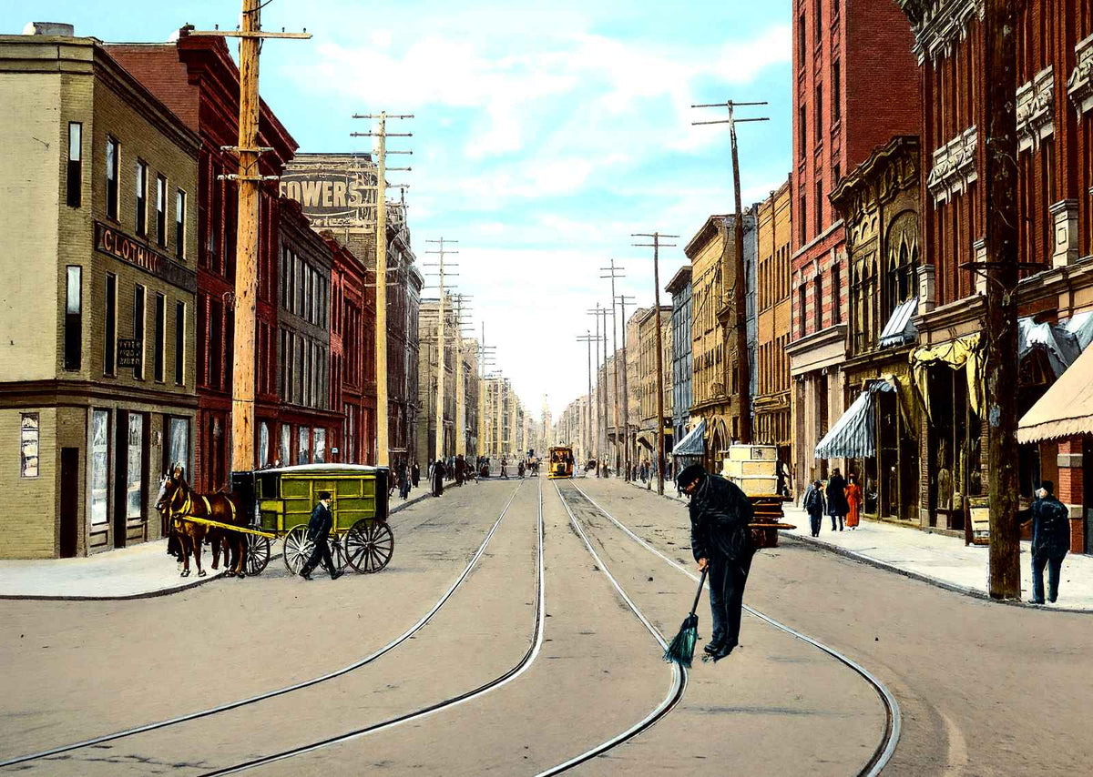 Washington St Looking West, New Castle, PA vintage print