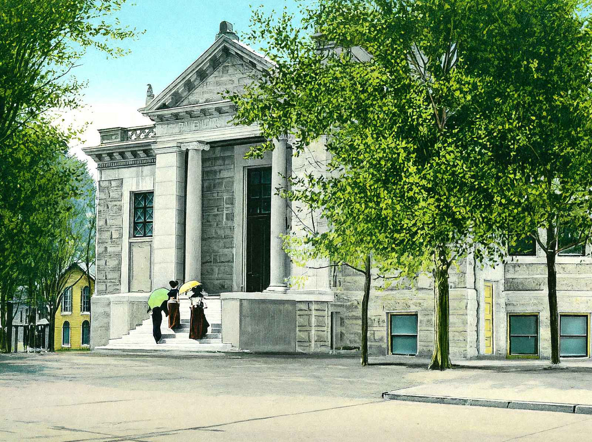 Public Library, Waukesha, WI in 1906 vintage print