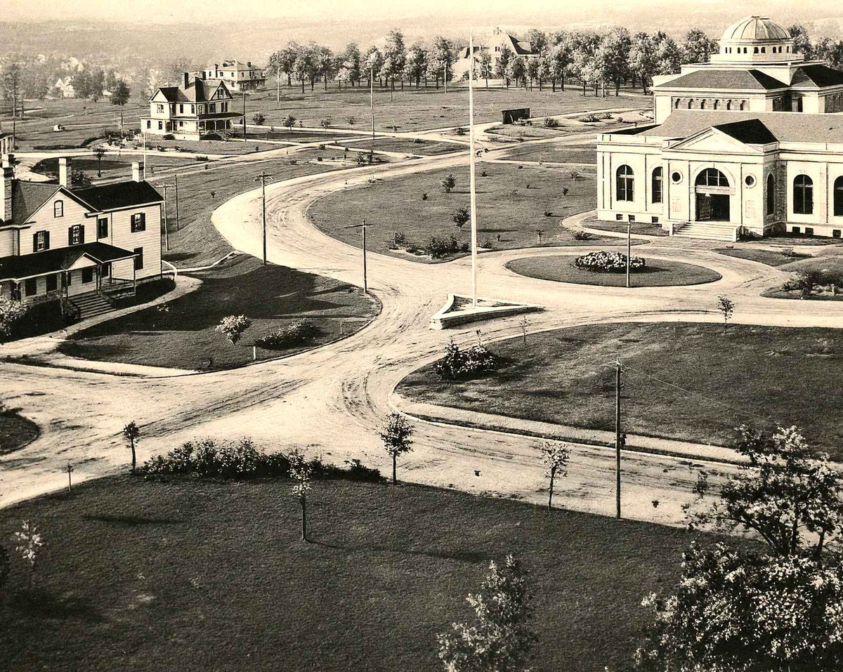 Trinity College Grounds, Durham, NC in 1907 vintage print