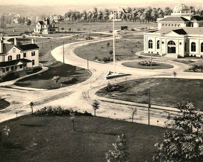 Trinity College Grounds, Durham, NC in 1907 vintage print